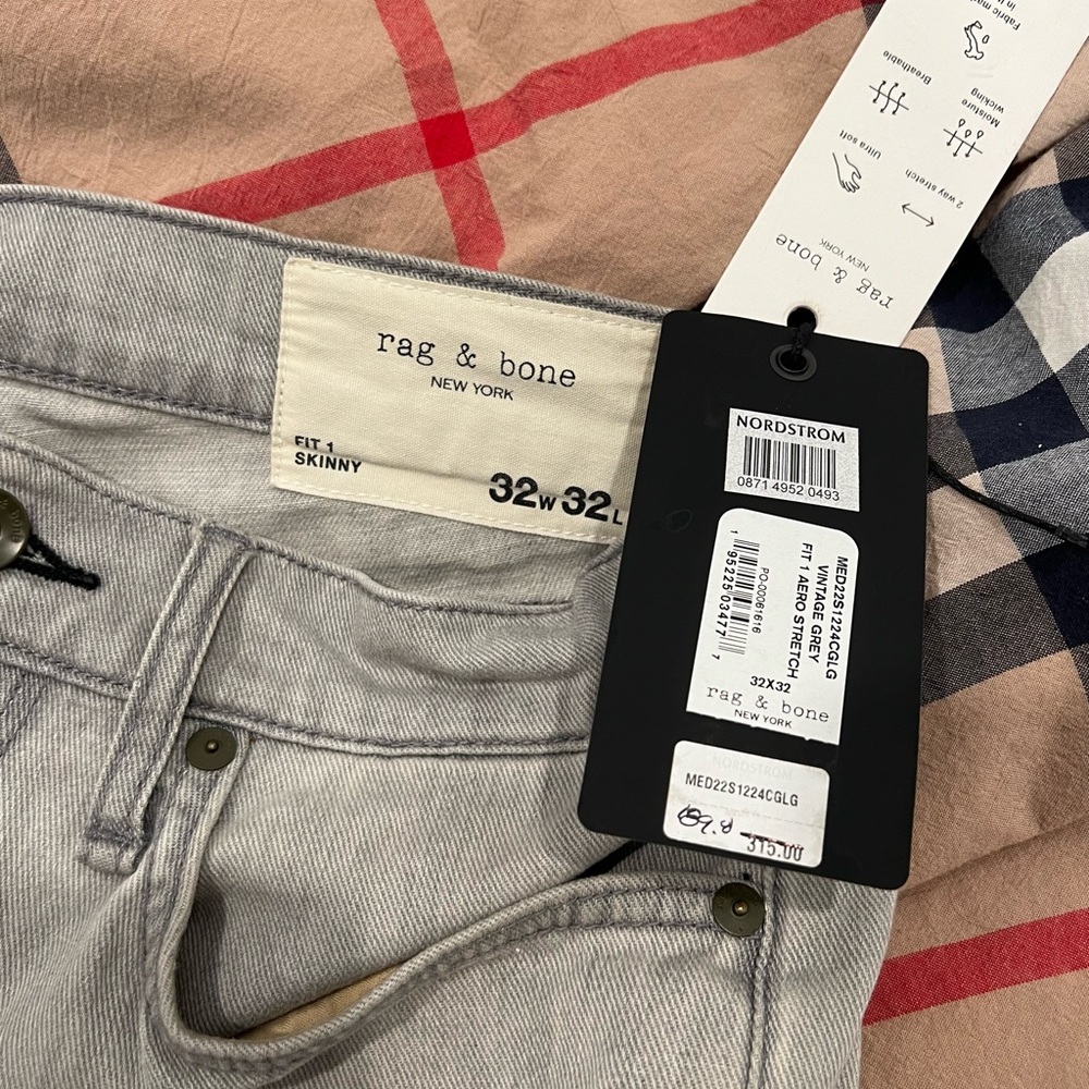 rag & bone Men's Skinny Jeans in Light Gray